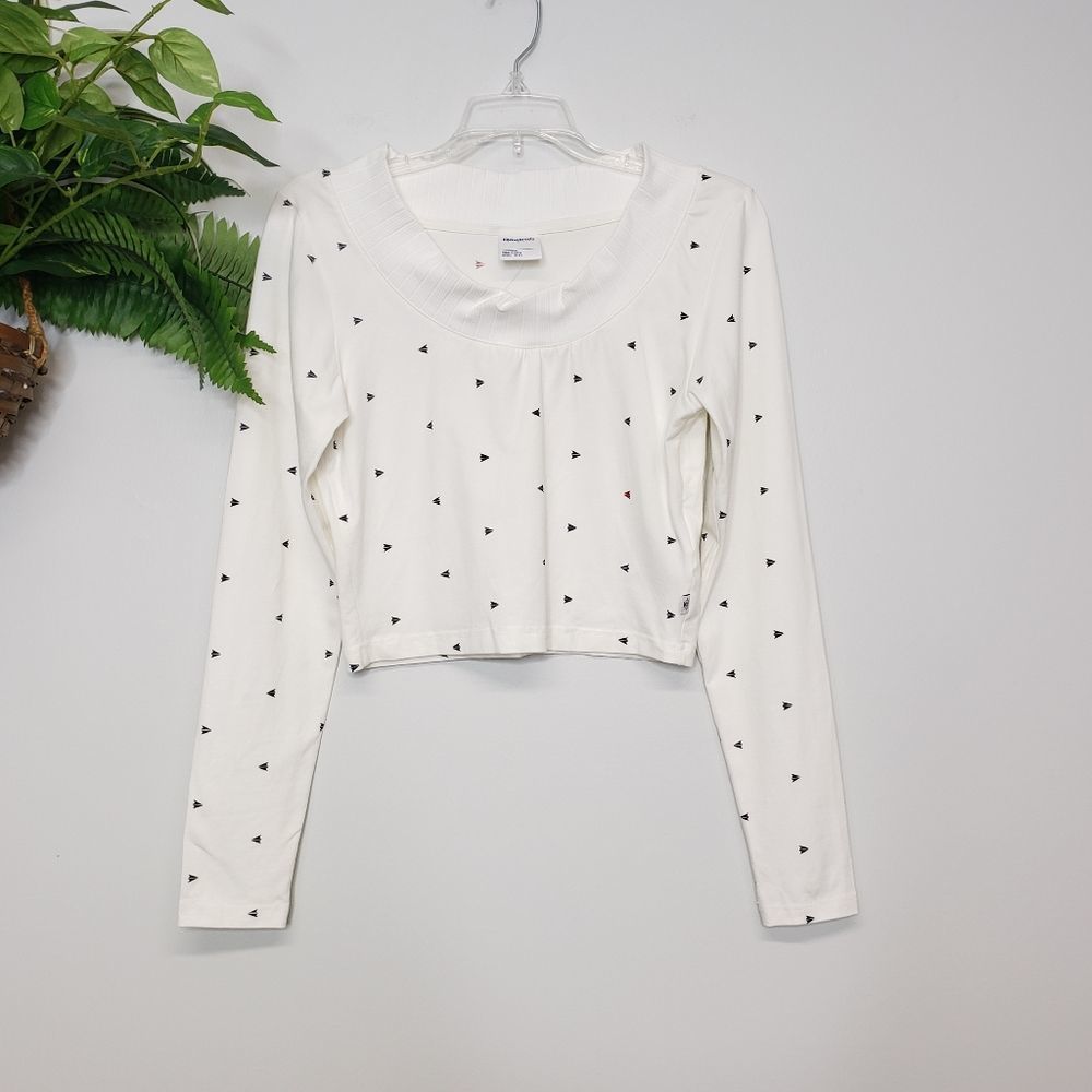 REEBOK CLASSIC Cropped Cotton Blend Long Sleeve Arrow Sweatshirt Size Small
